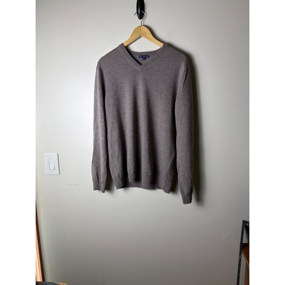 Gap Italian Merino Wool Sweater Womens L Brown V-Neck